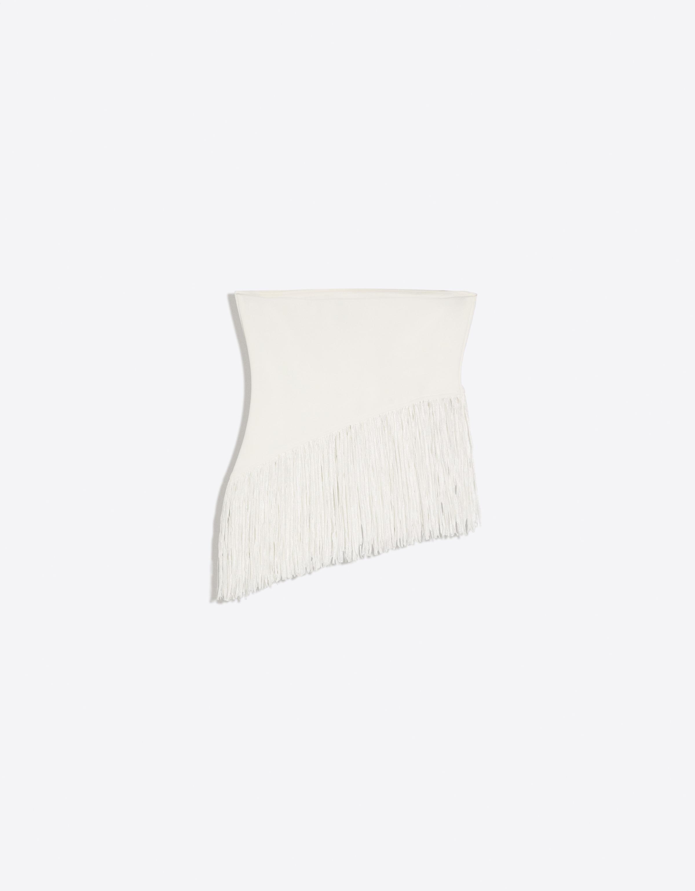 Fringed strapless top — Off white