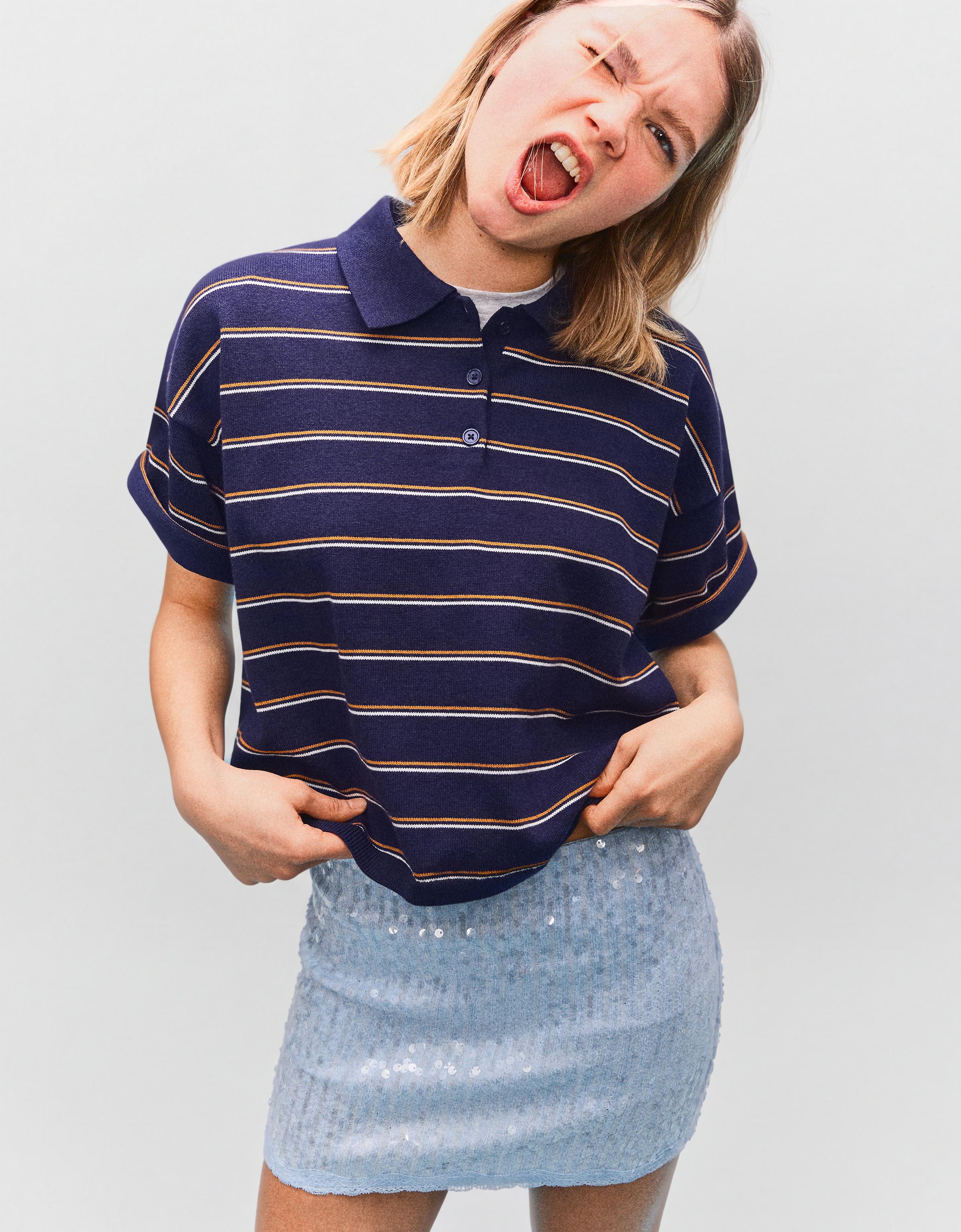 Sequin lace mini skirt — Light blue