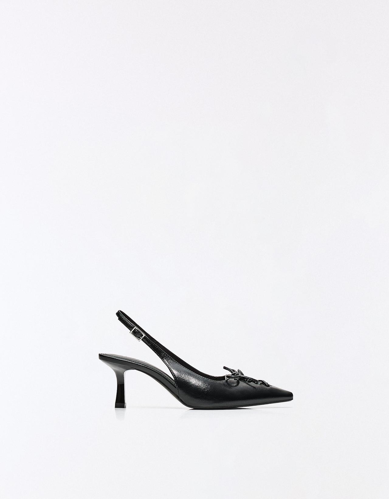 KITTEN HEEL CORSET SHOES — BLACK