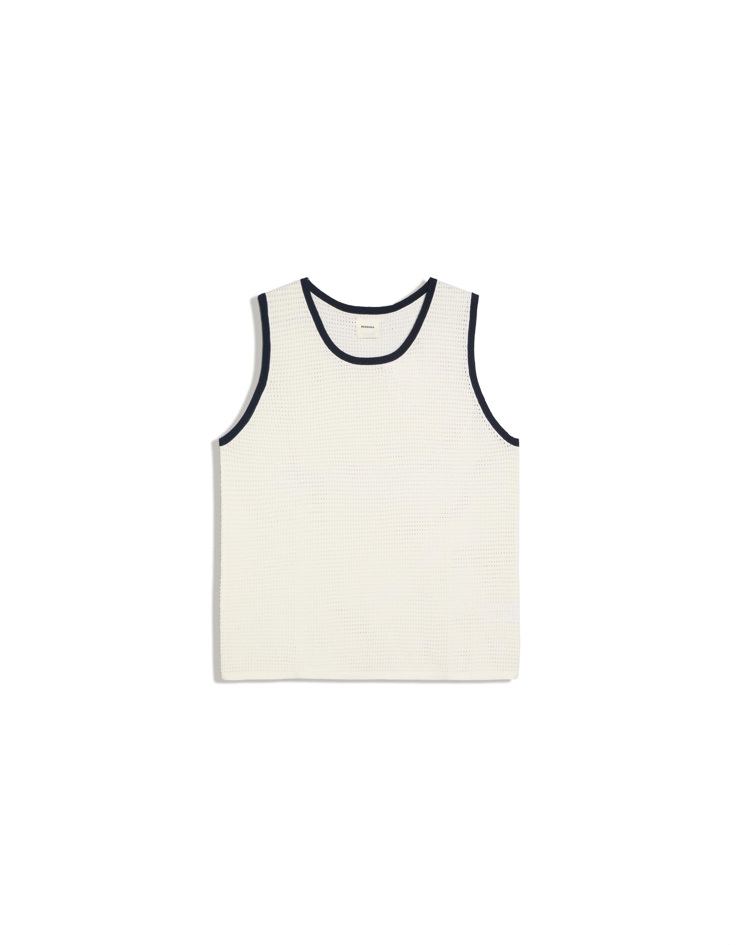 Contrast mesh vest top — Off white