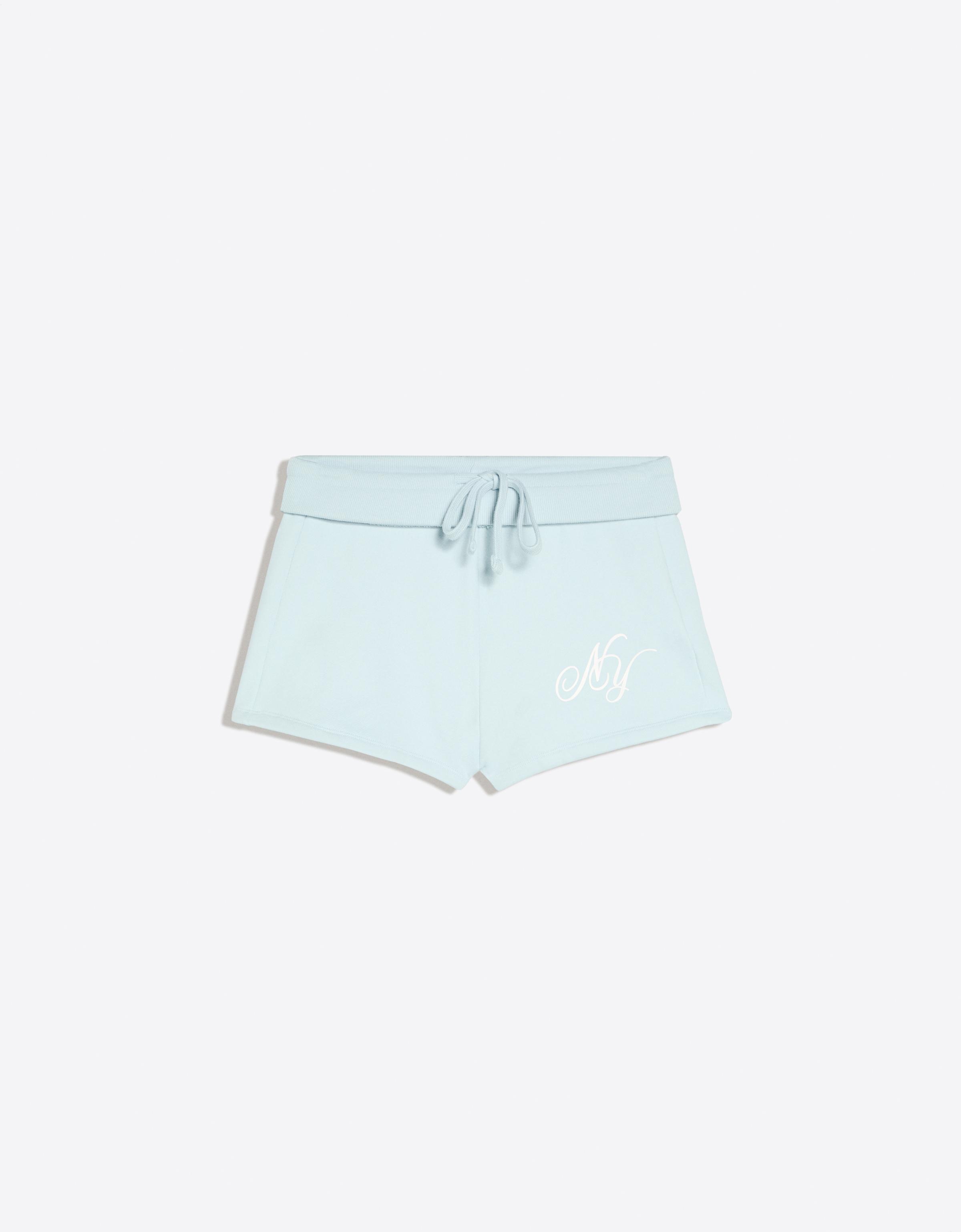 Plush shorts with turn-up waist — Light blue