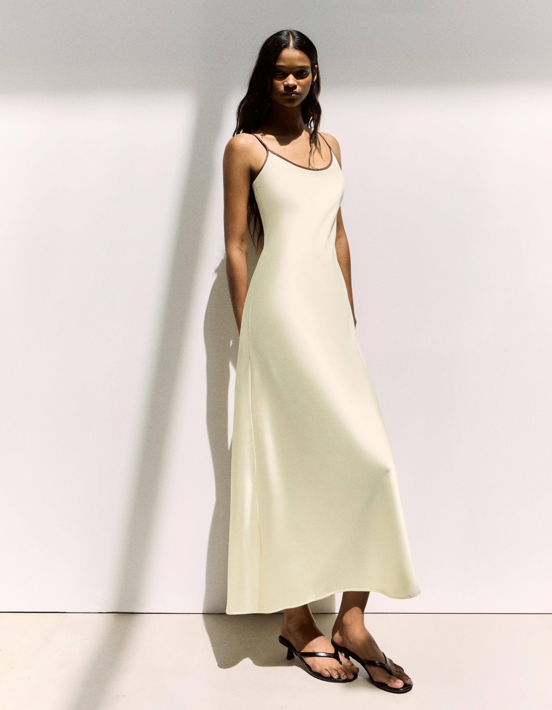 satin dress bershka Satin strappy midi dress - Dresses and jumpsuits - Women