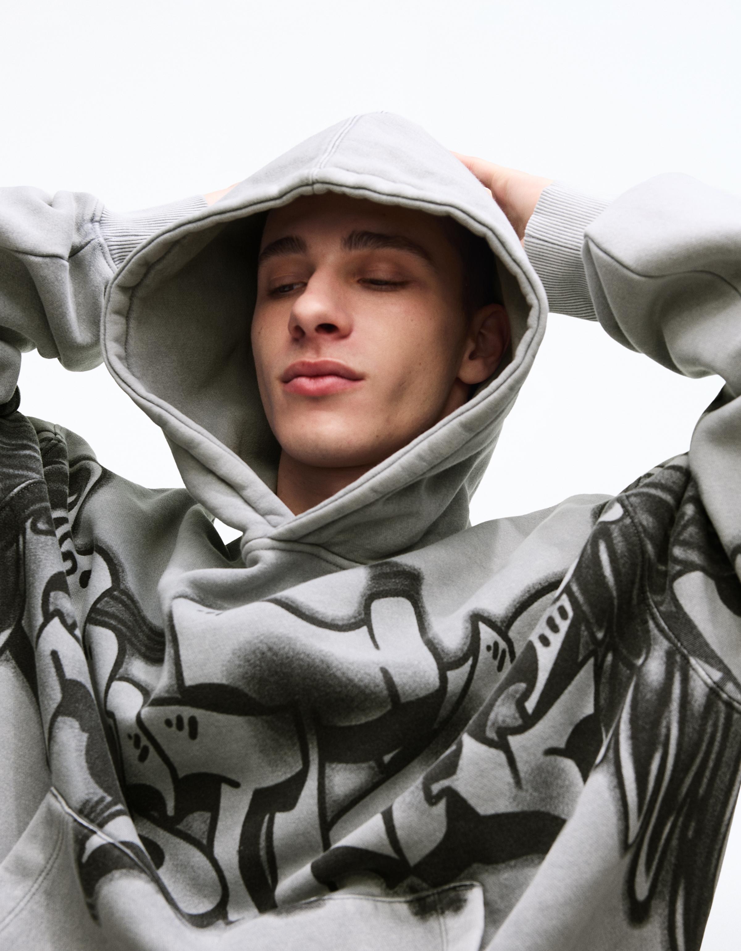 Baskılı kapüşonlu sweatshirt - Görsel 23