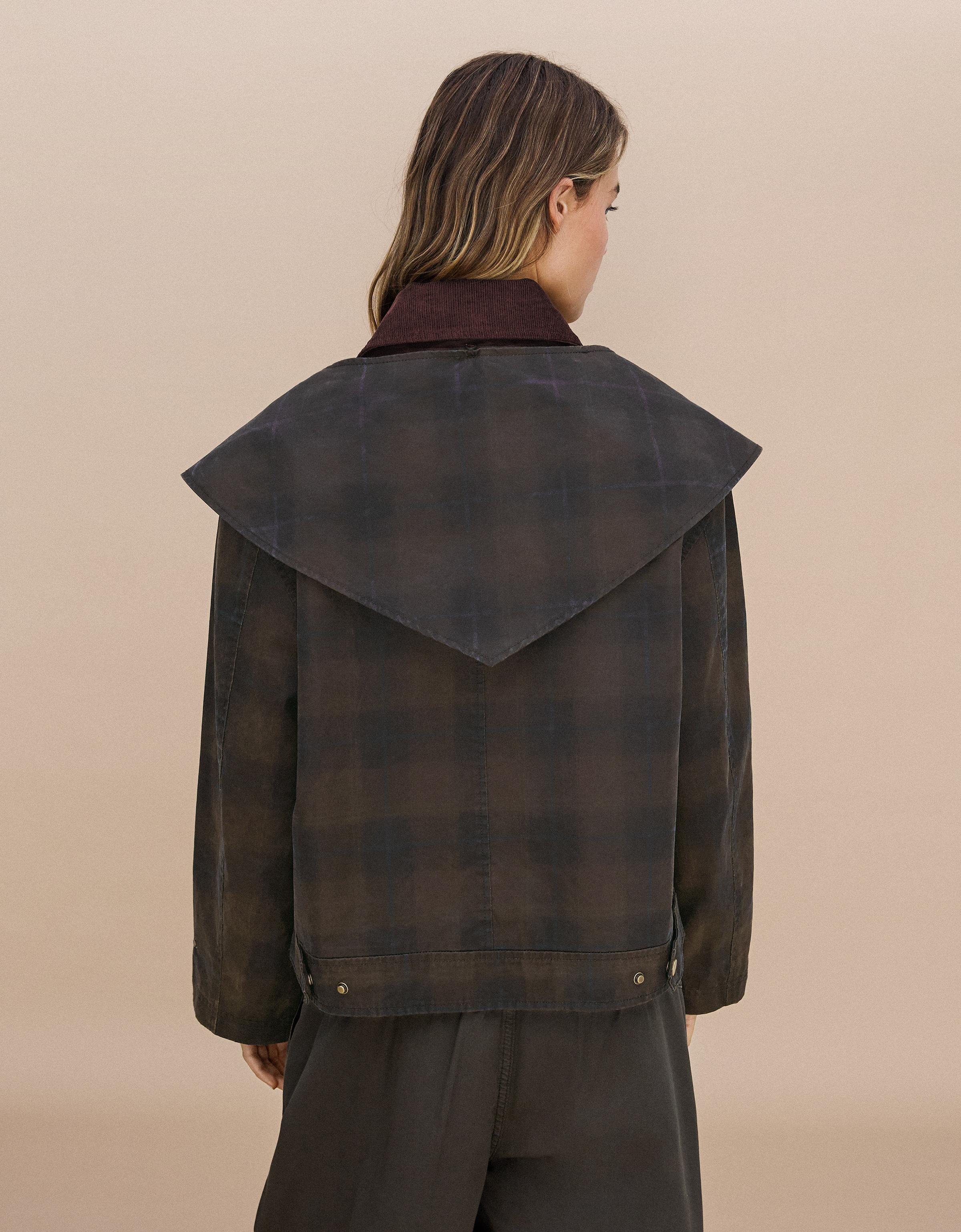 Waxed corduroy jacket with scarf — Green