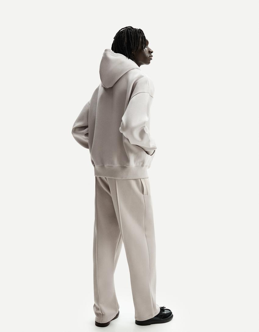Wide leg sweatstof broek-Grijs-1