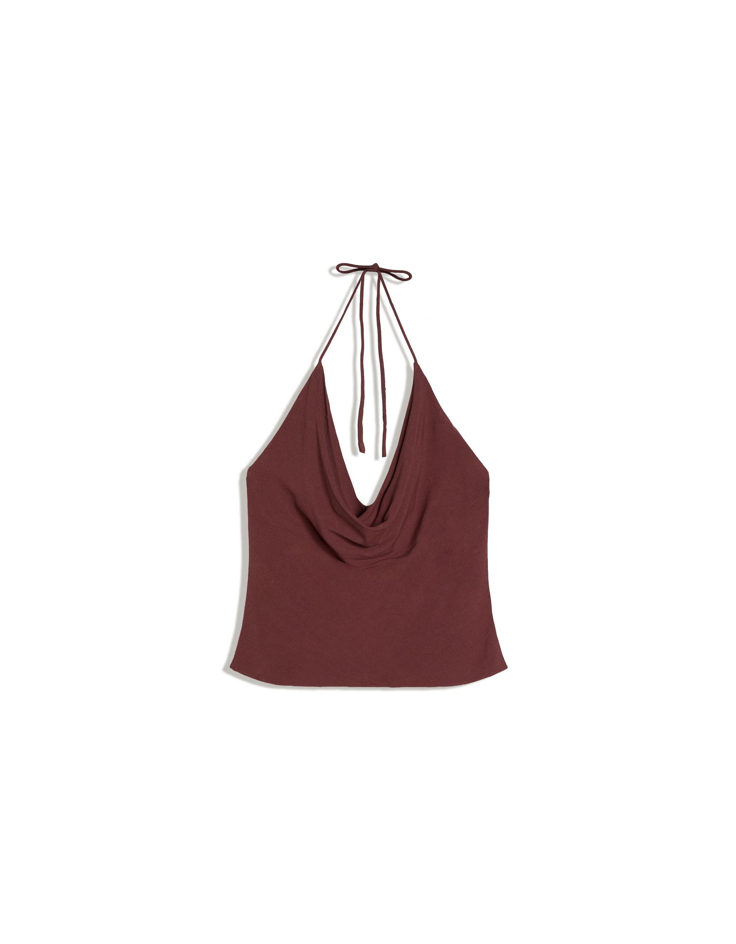 Draped halter top — Brown