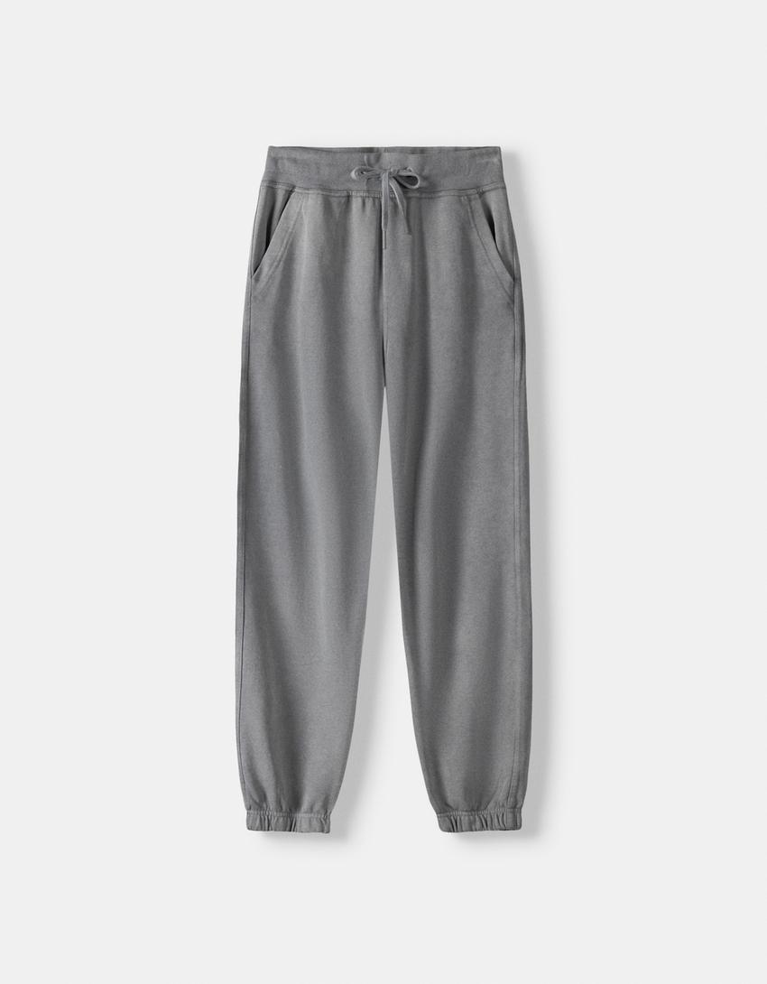 Pantalon jogger en molleton-Gris-5