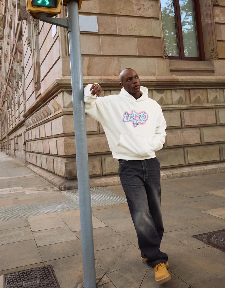 Moletom com capuz estampado-Gelo