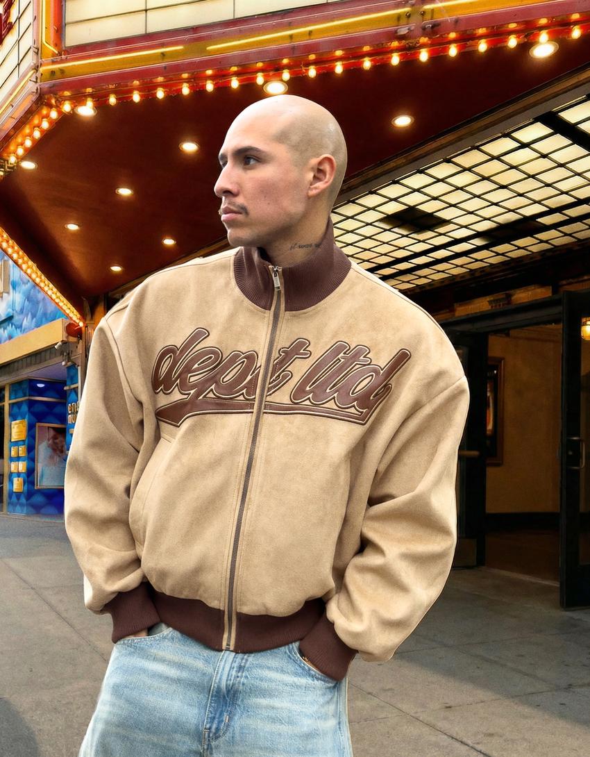 Faux suede jacket-Beige