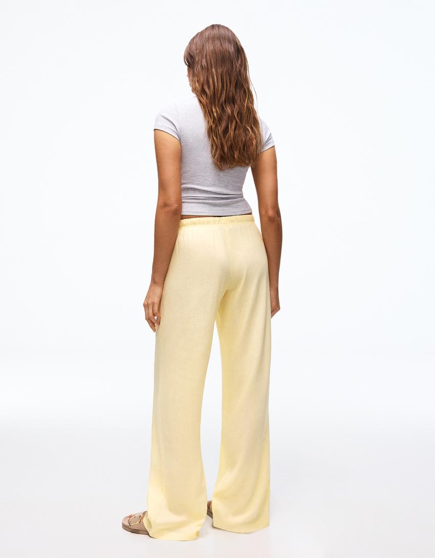 Pantalón cintura elástica-Amarillo