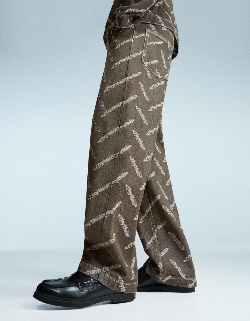 Jeans baggy jacquard-Marrón-2