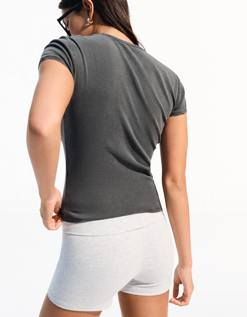 Short sleeve T-shirt with print-Grey