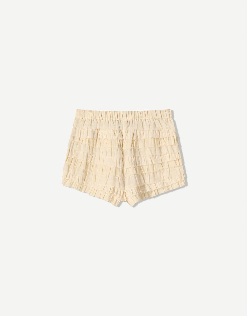 Rustikale Shorts mit Rüschen-Rohweiß-5