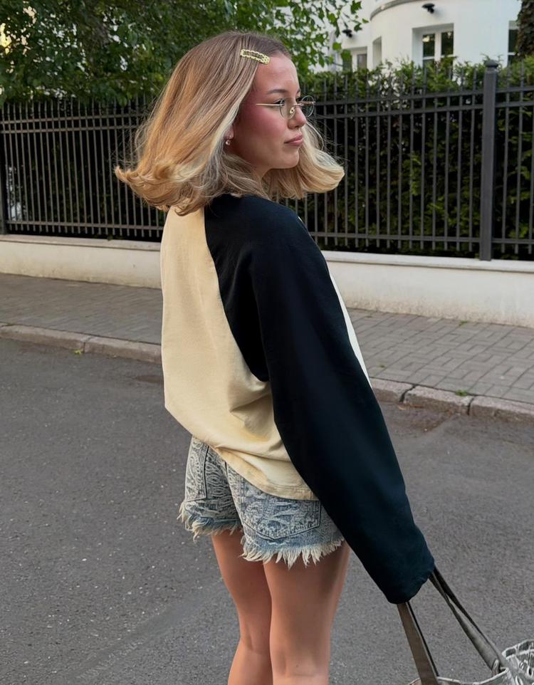 Raglan round neck jumper — Yellow