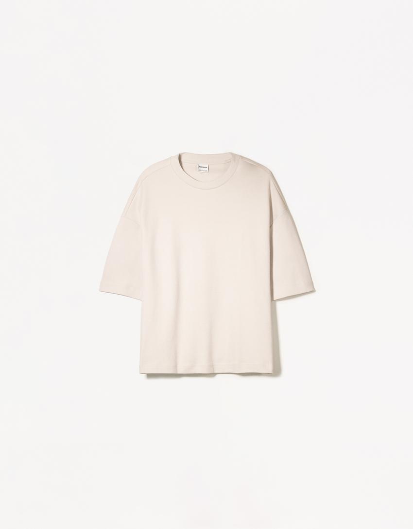 Boxy short sleeve T-shirt-Stone