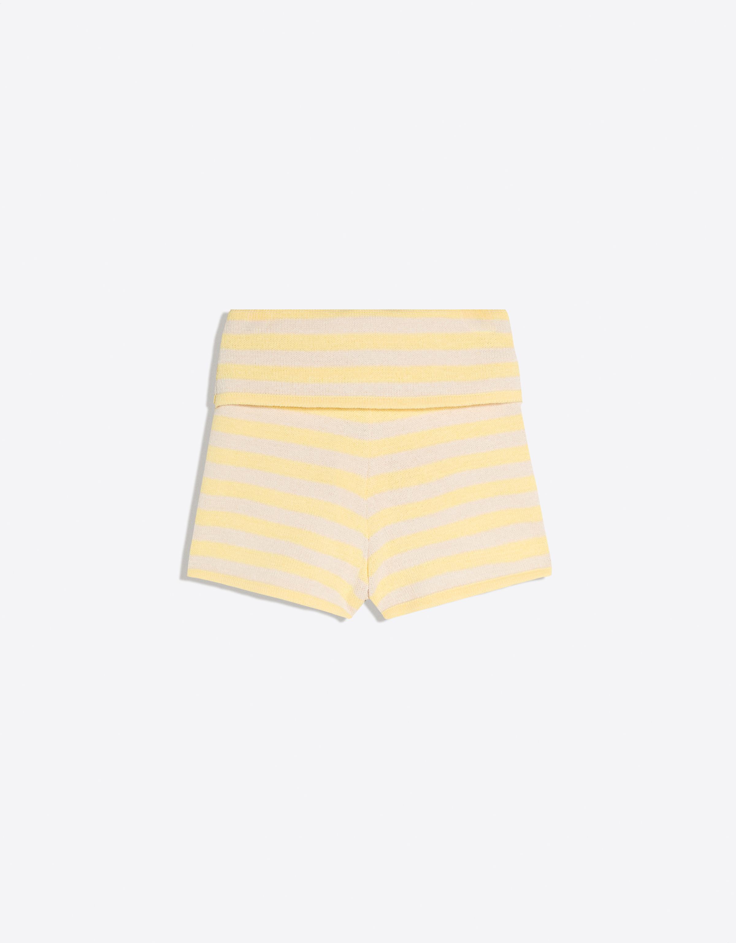 Knitted shorts with turn-up waist — Yellow