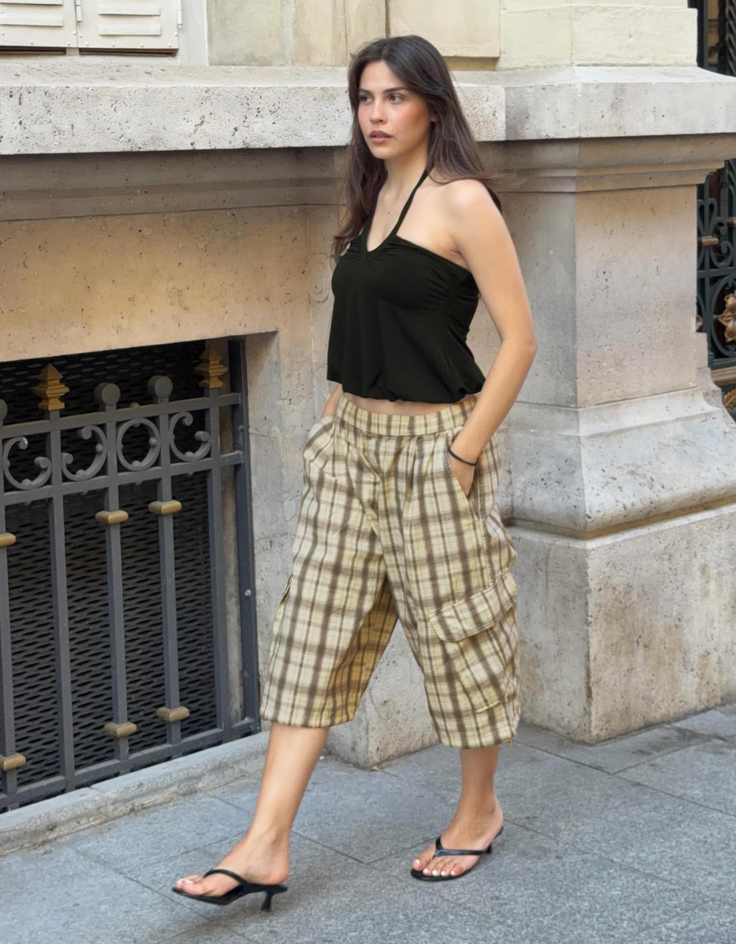 Bershka Top Halter Peplum Mujer L Negro