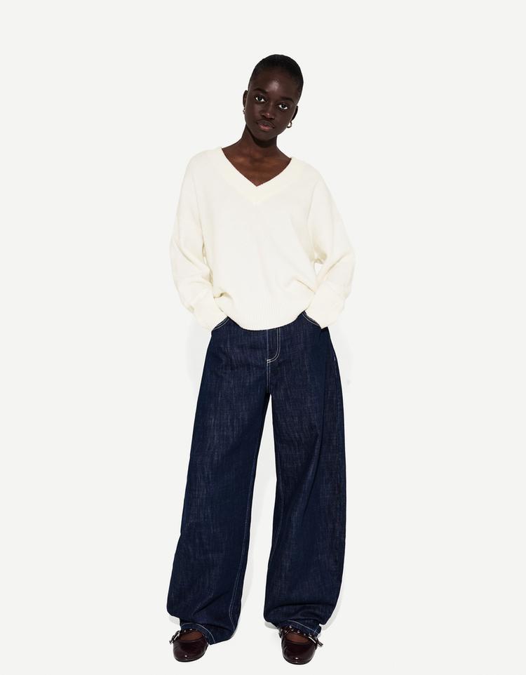 Oversized trui met V-hals