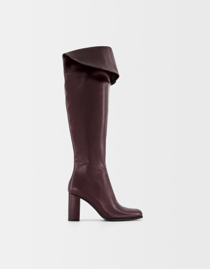 high-heel over-the-knee boots-Maroon-4