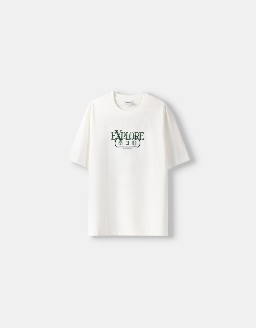 Camiseta manga curta boxy fit bordado-Branco-4