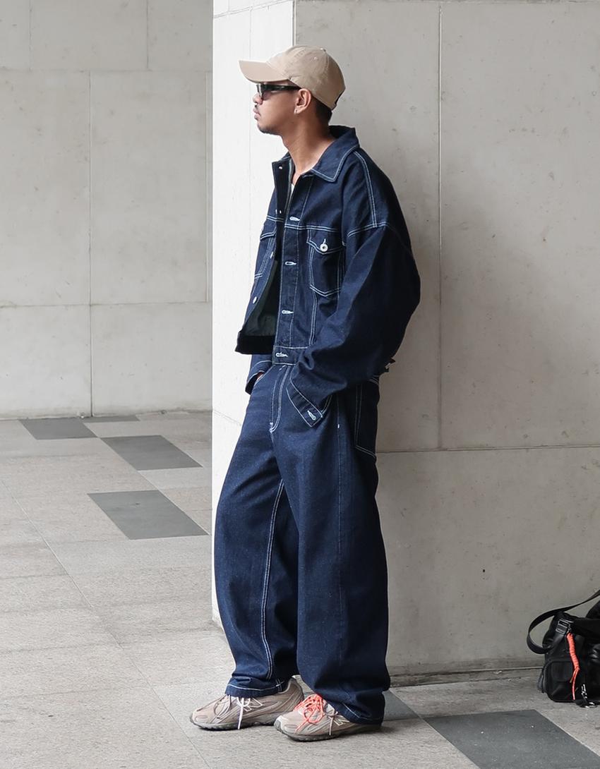 Blugi super baggy-Bleumarin
