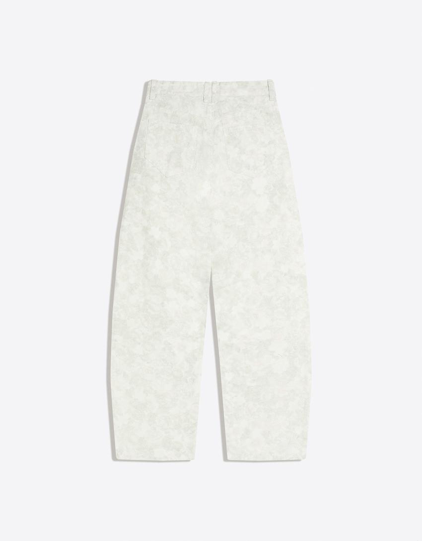 Düşük bel dokulu ve desenli baggy fit jean-Kahverengi