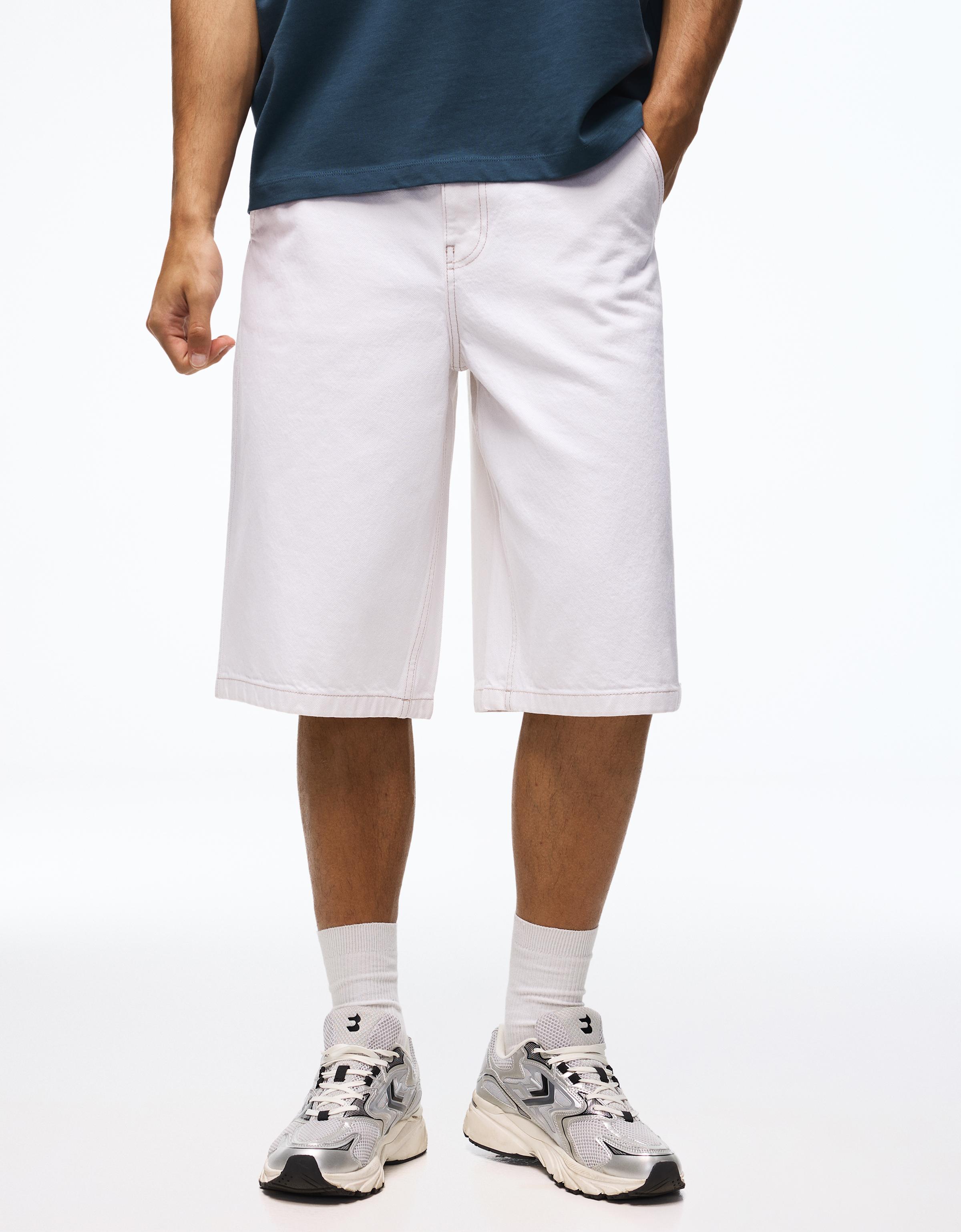 Skater denim Bermuda shorts — White