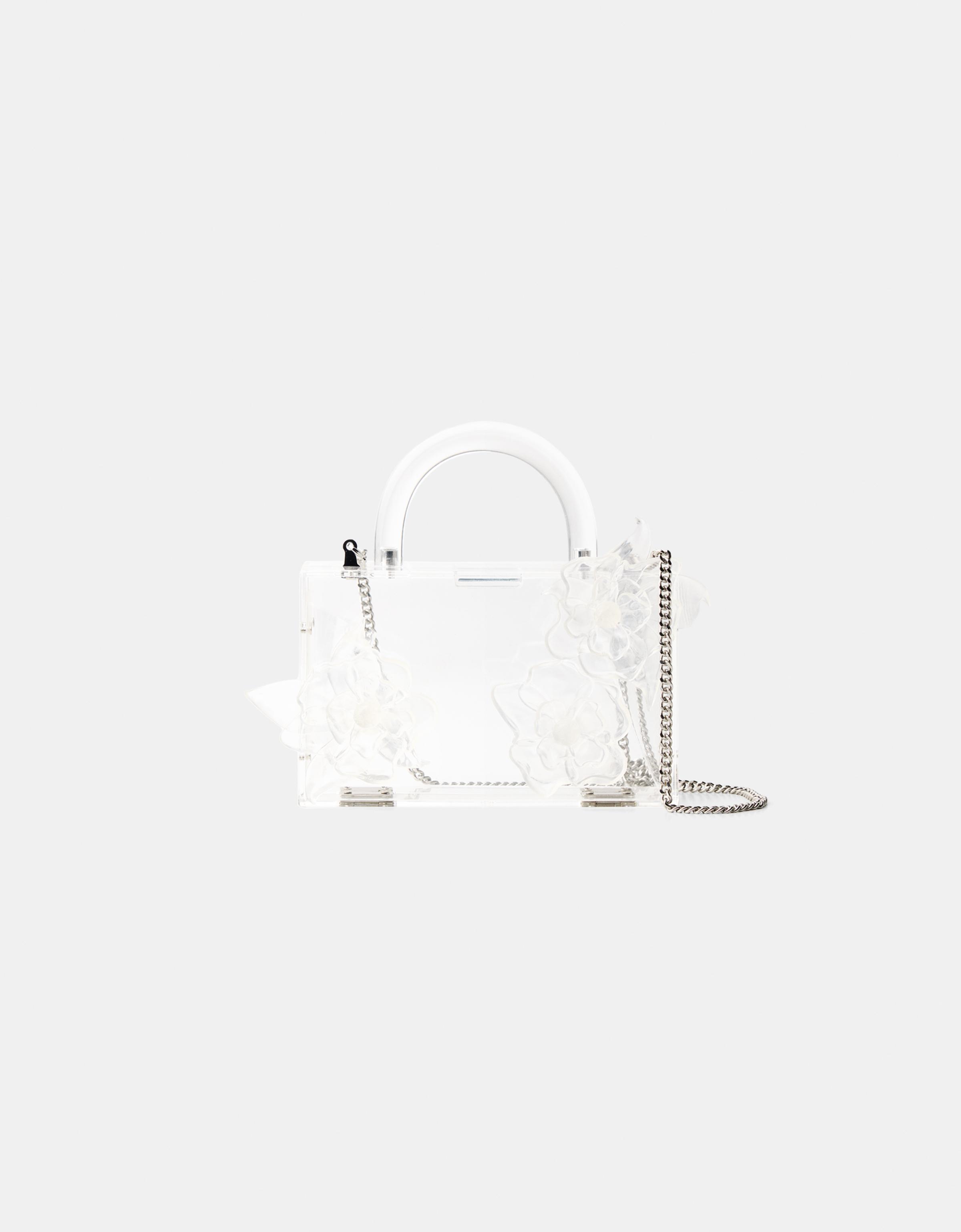 Bershka Transparente Tasche Mit Blumenprint Damen Rohweiß