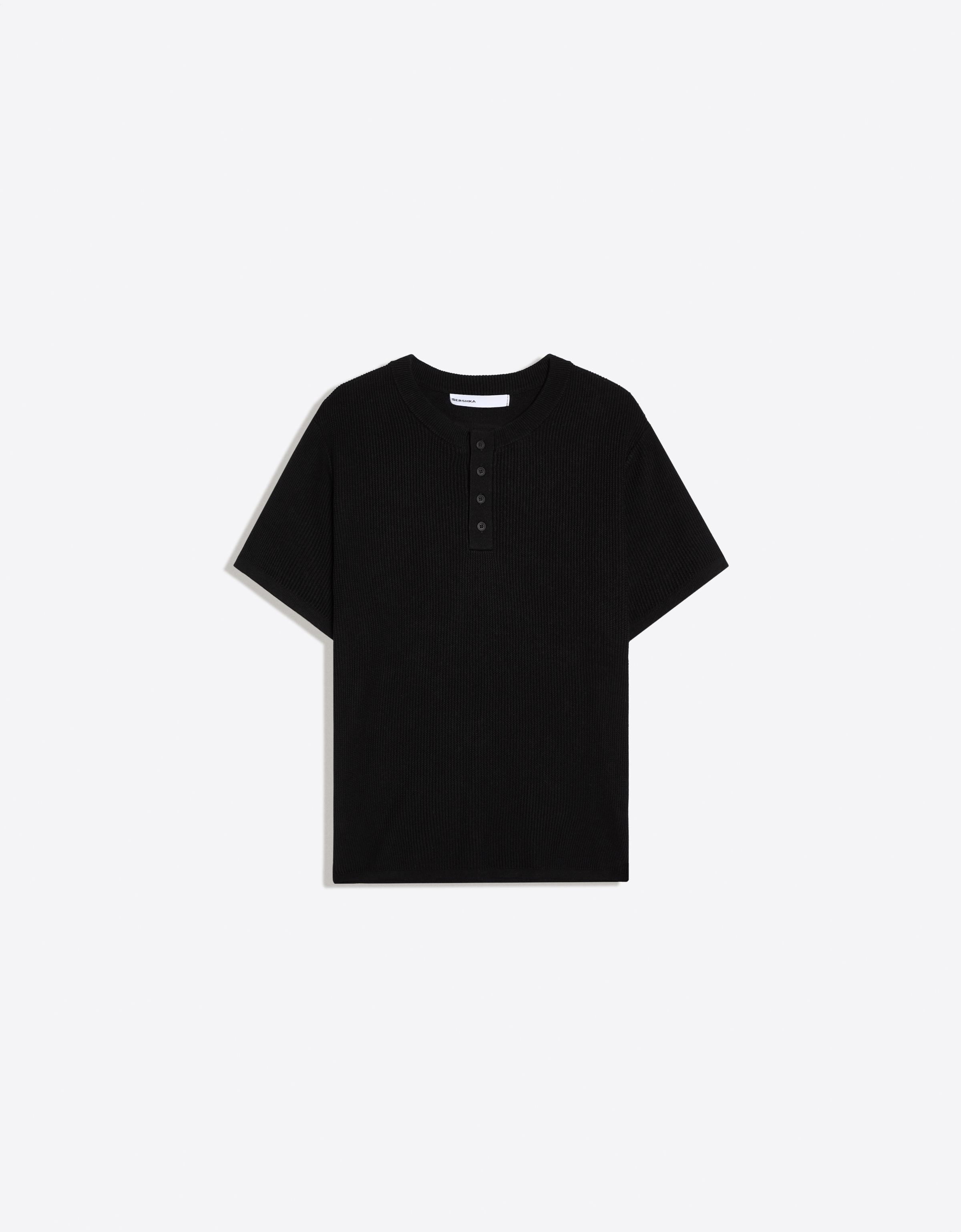 Short sleeve henley T-shirt — Black