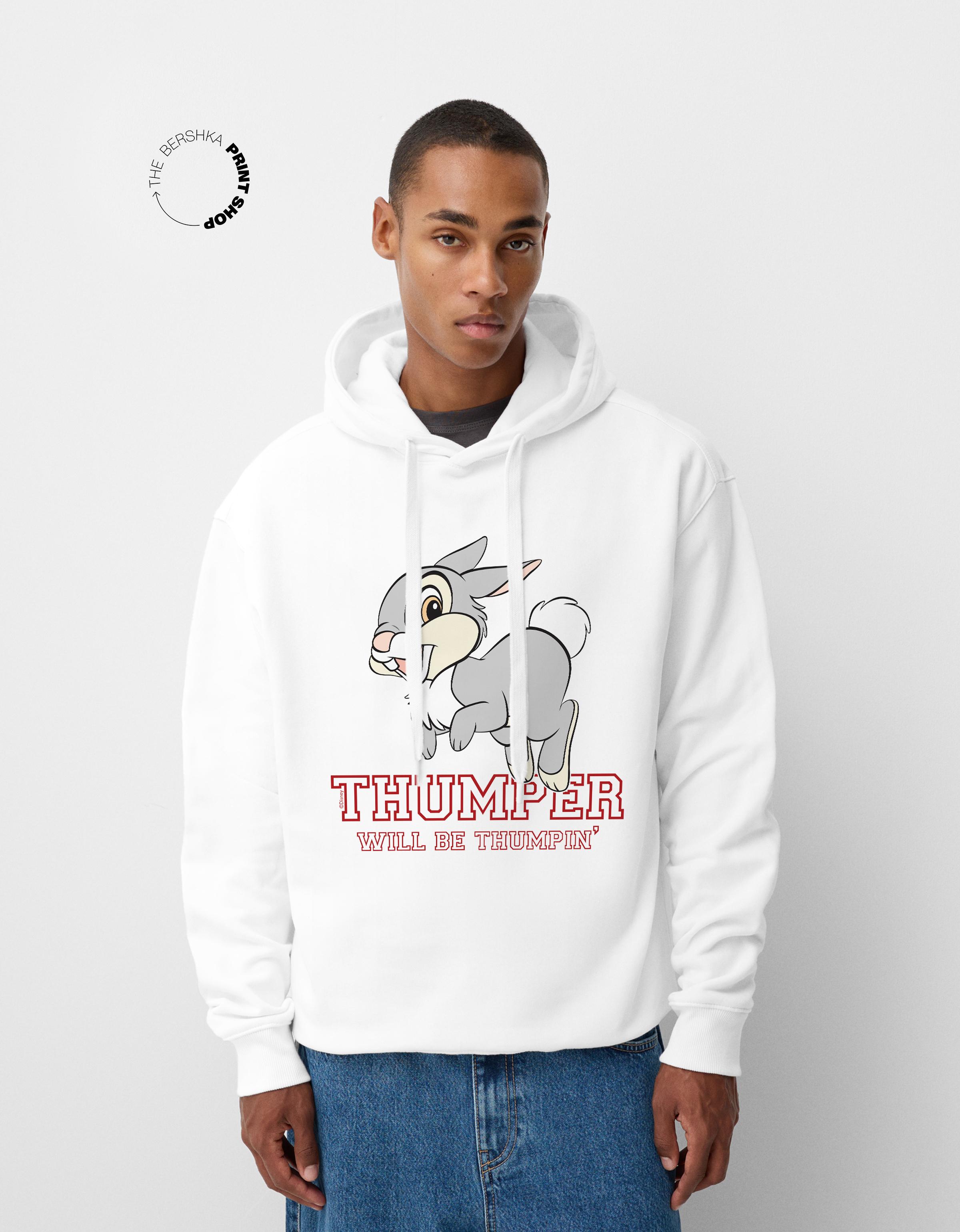 Bershka Oversize-Sweatshirt Bambi Herren L Weiss