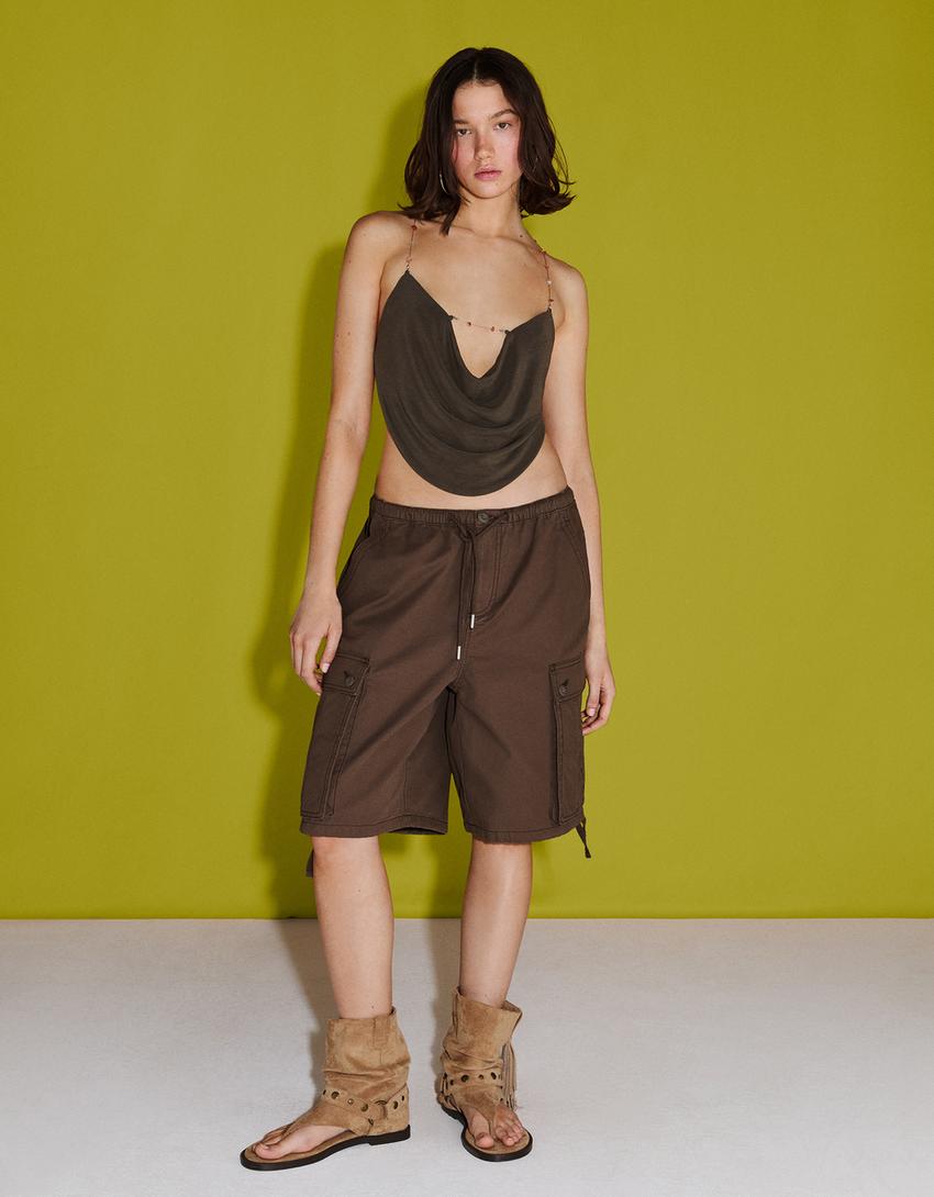 Top cropped collar-Kaki-2