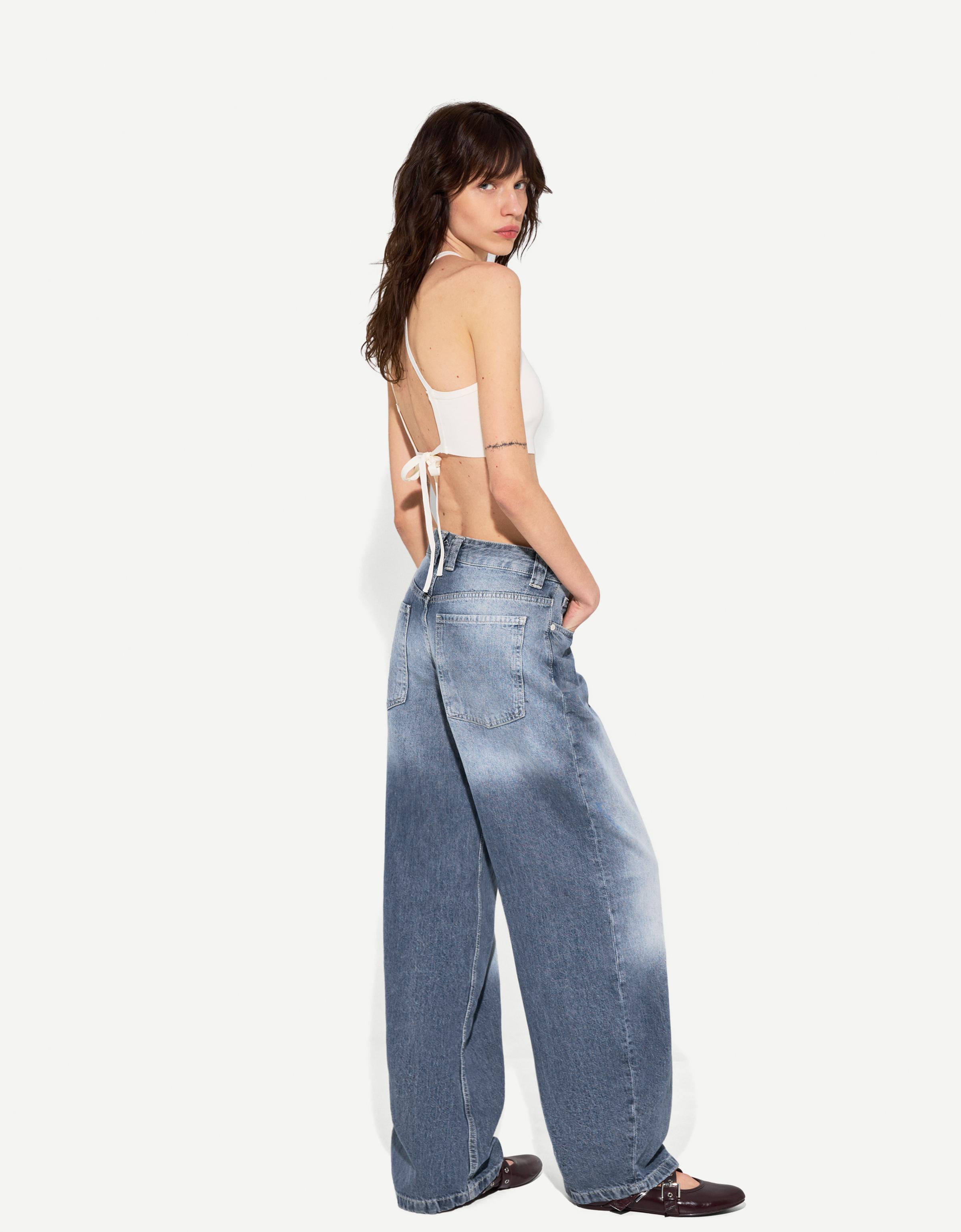 Bershka Baggyhosen-Jeans Im Barrel-Fit Damen 32 Blau