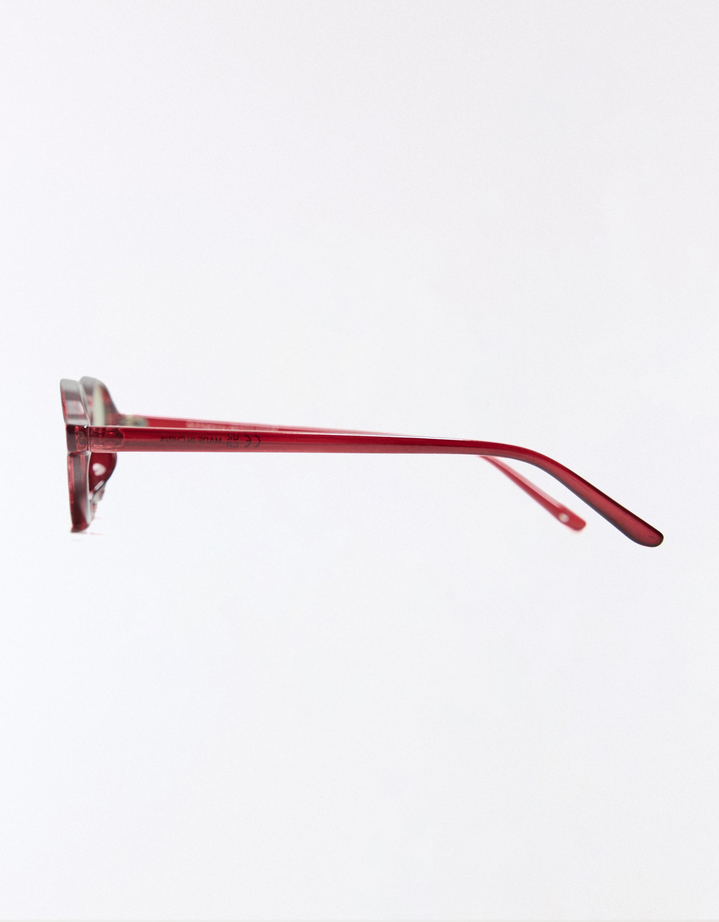 Oval blue light filtering glasses — Burgundy