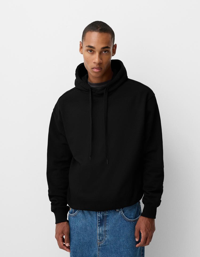 Sweatshirt oversize com capuz-Preto-0