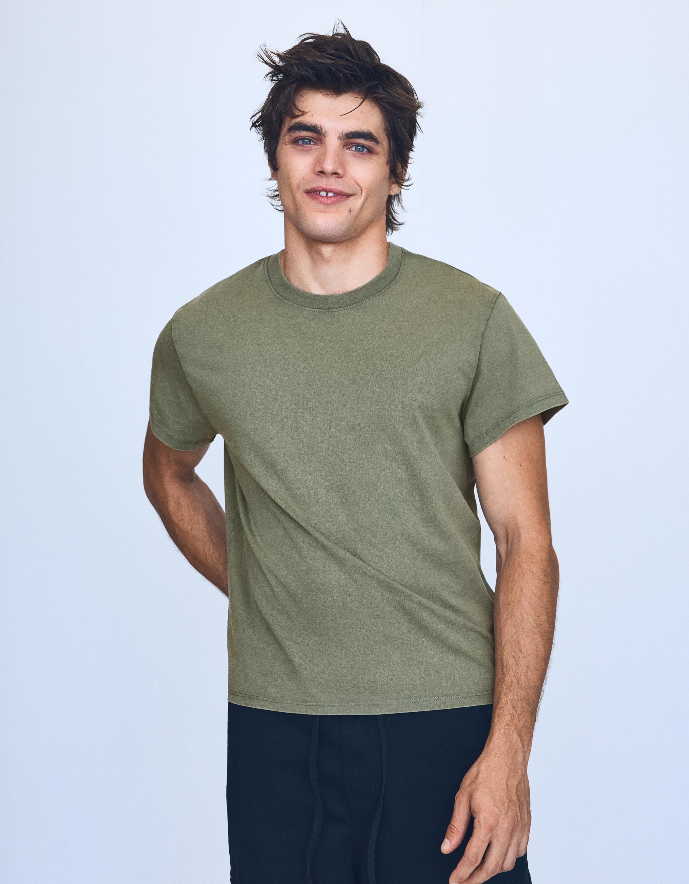 Bershka Camiseta Manga Corta Hombre Kaki