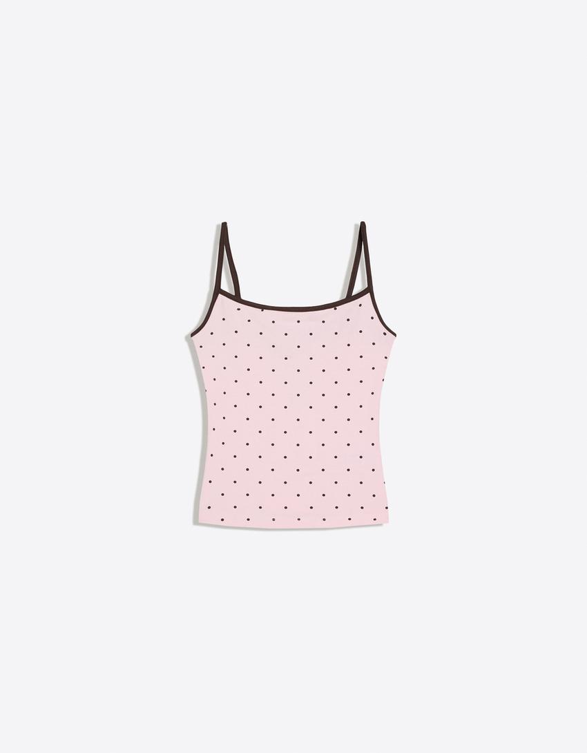 Contrast strappy top-Pink