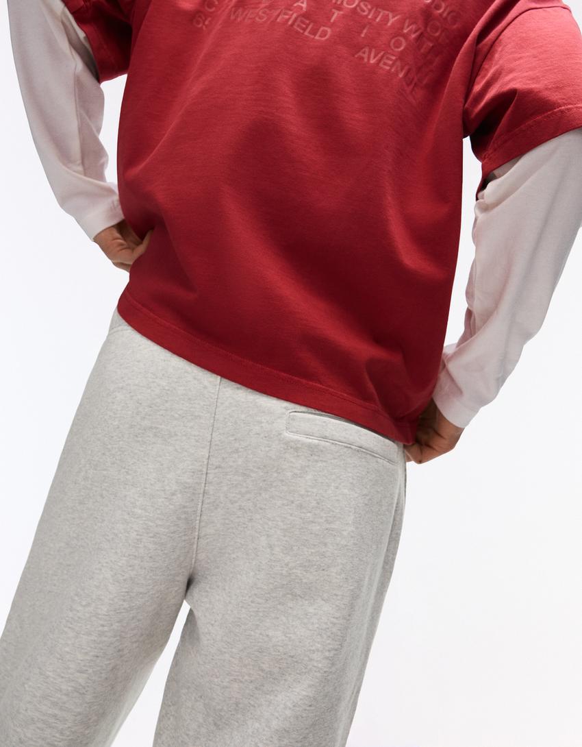 Pantalon jogger fit en molleton-Gris