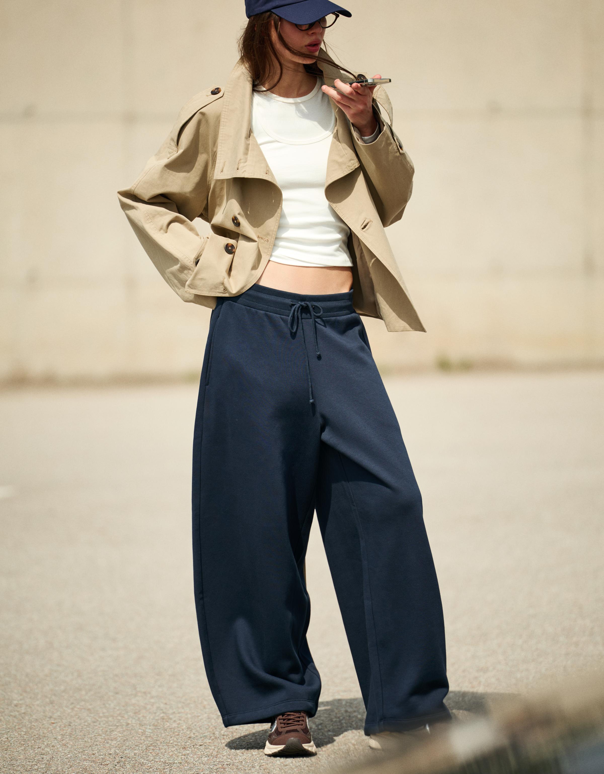 Stoperli barrel fit şardonlu pantolon - Görsel 17