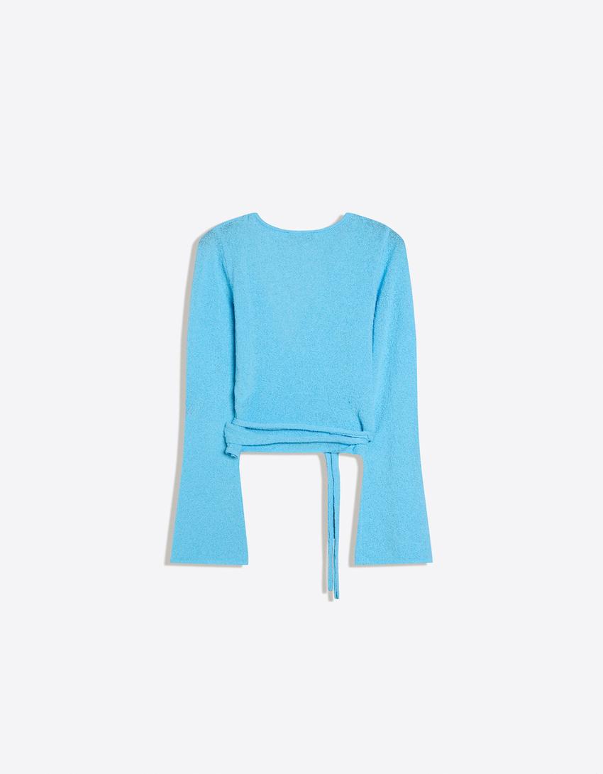 Rustic wrap jacket-Blue