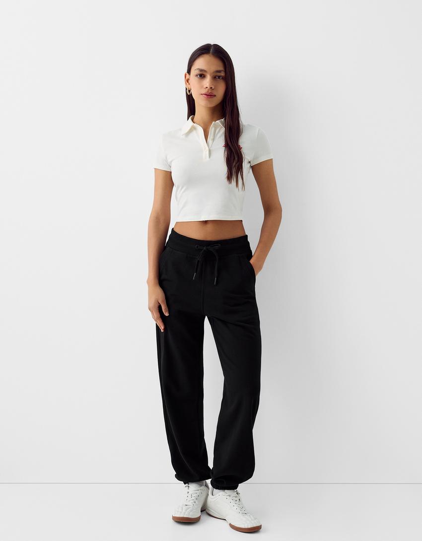 Pantalon jogger en molleton-Noir-0