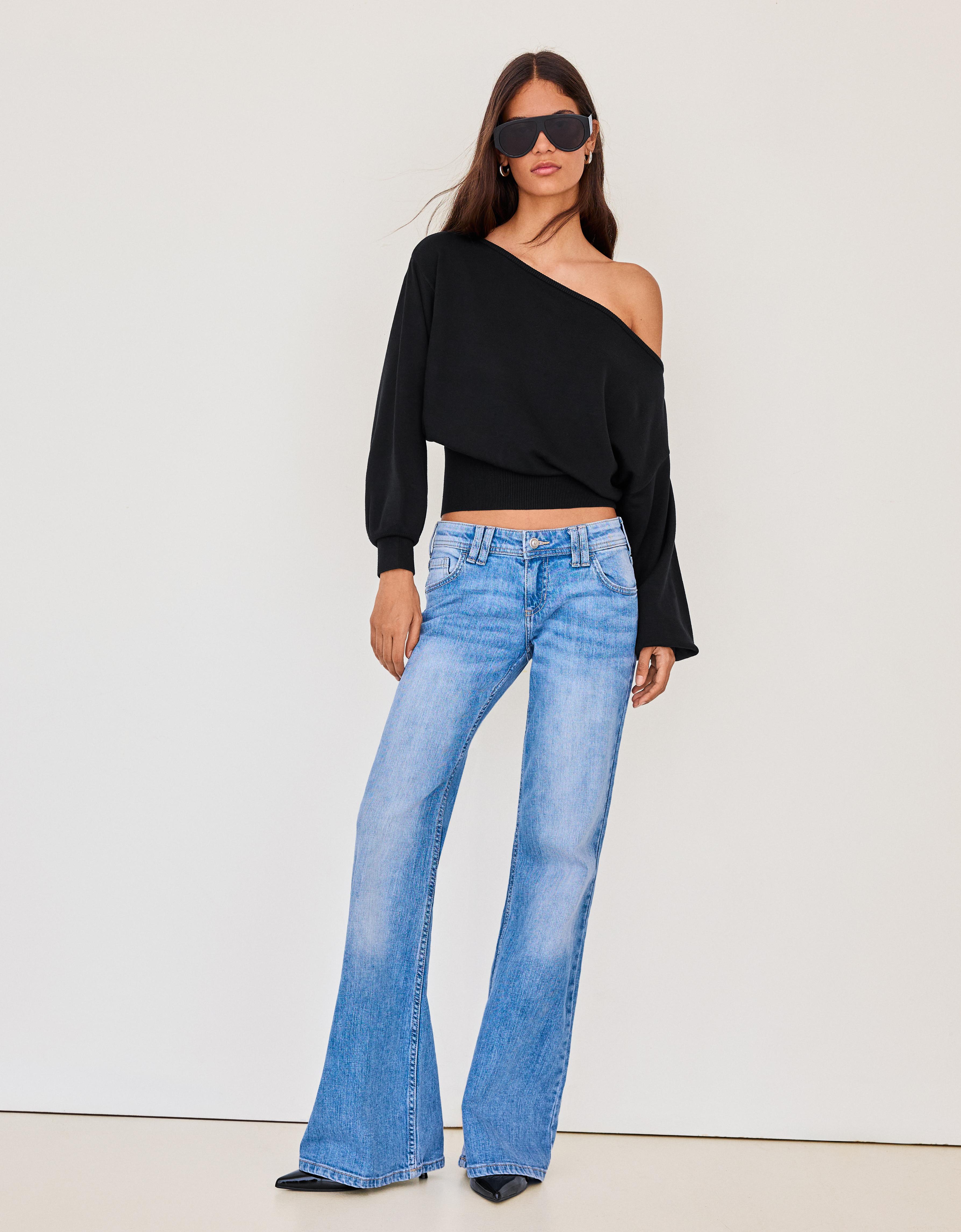 Asymmetric neck jumper — Black