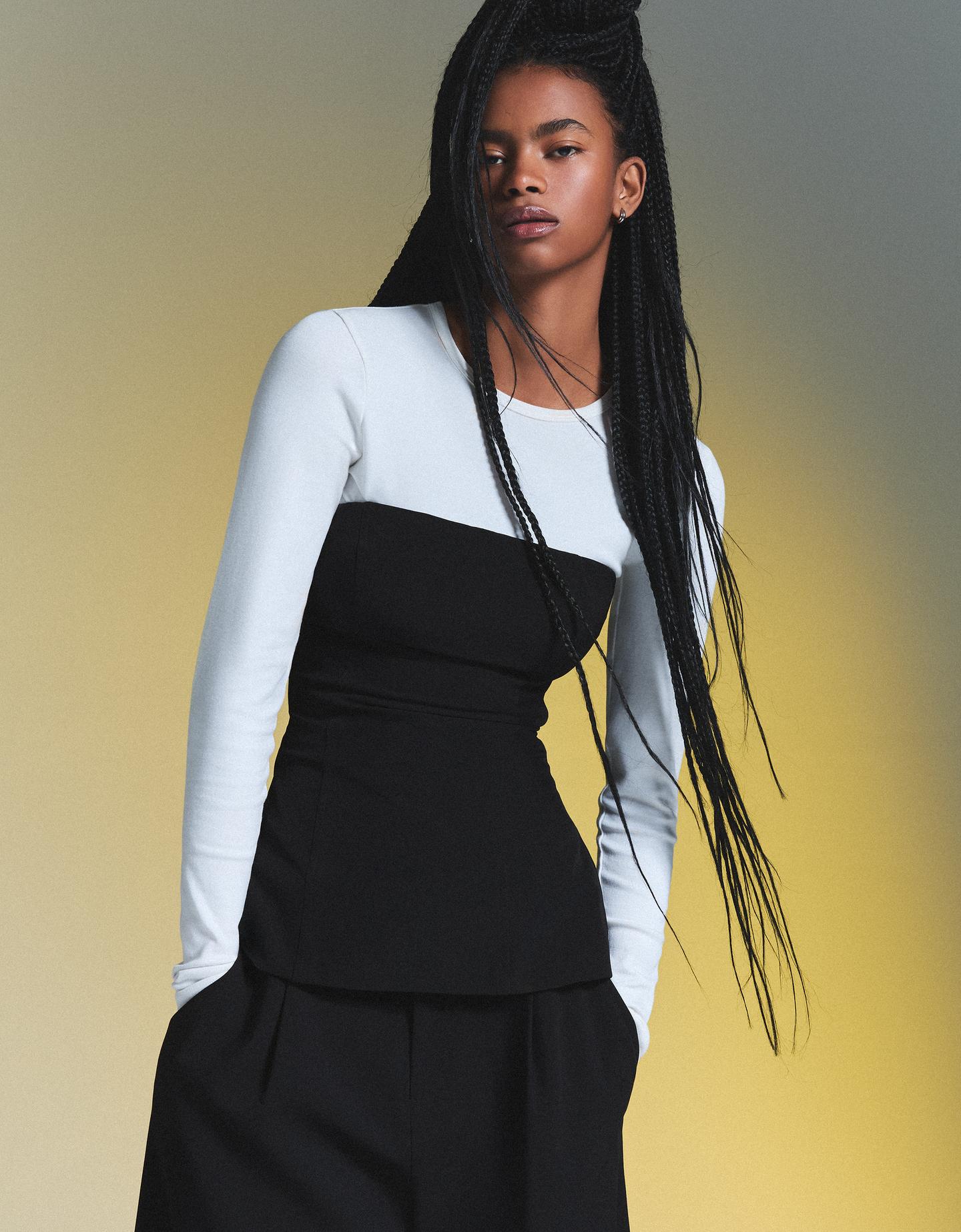 Bershka top bandeau czarny