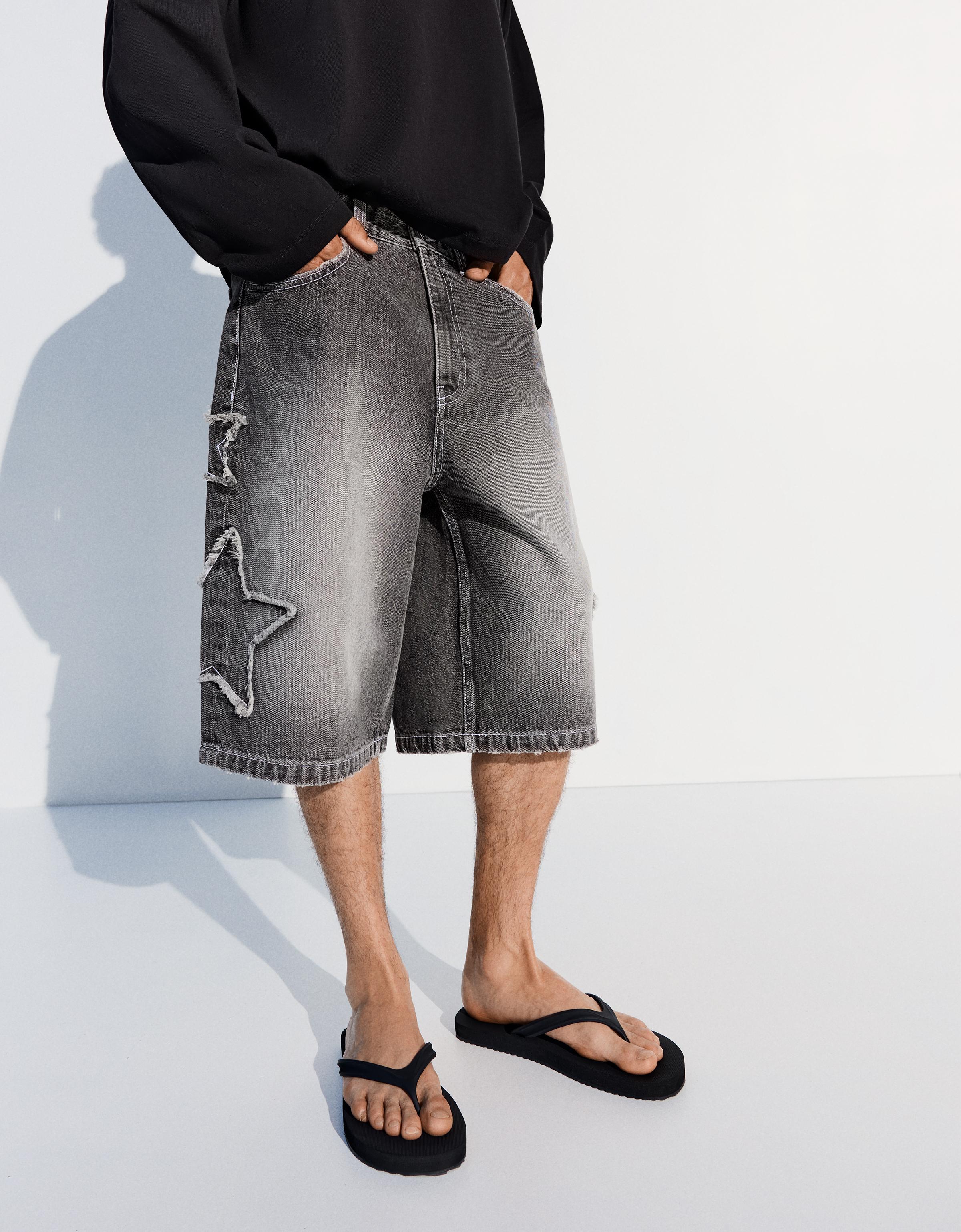 Star print baggy Bermuda shorts — Grey