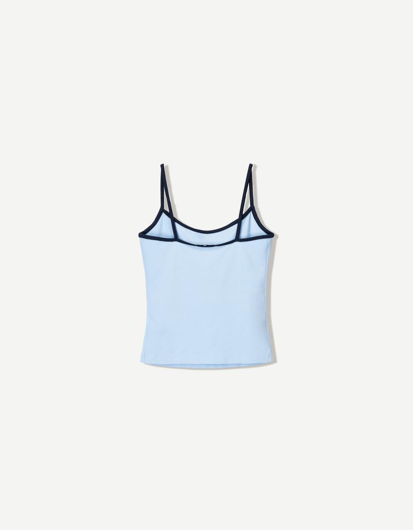 Contrast strappy top-Light blue