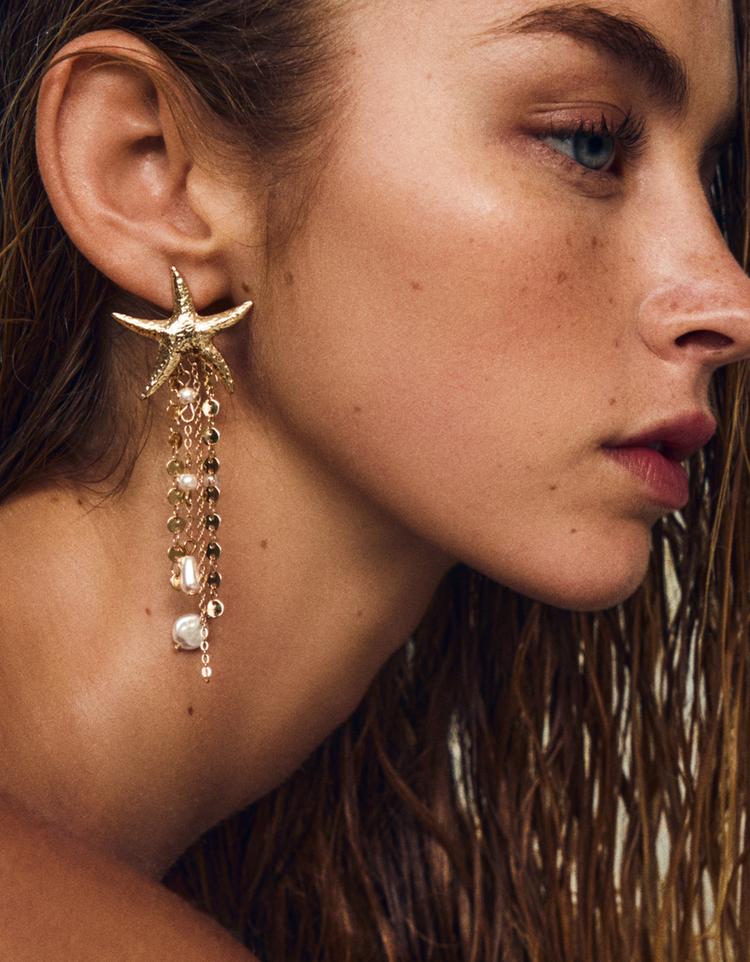 Deniz yıldızı şelale küpe