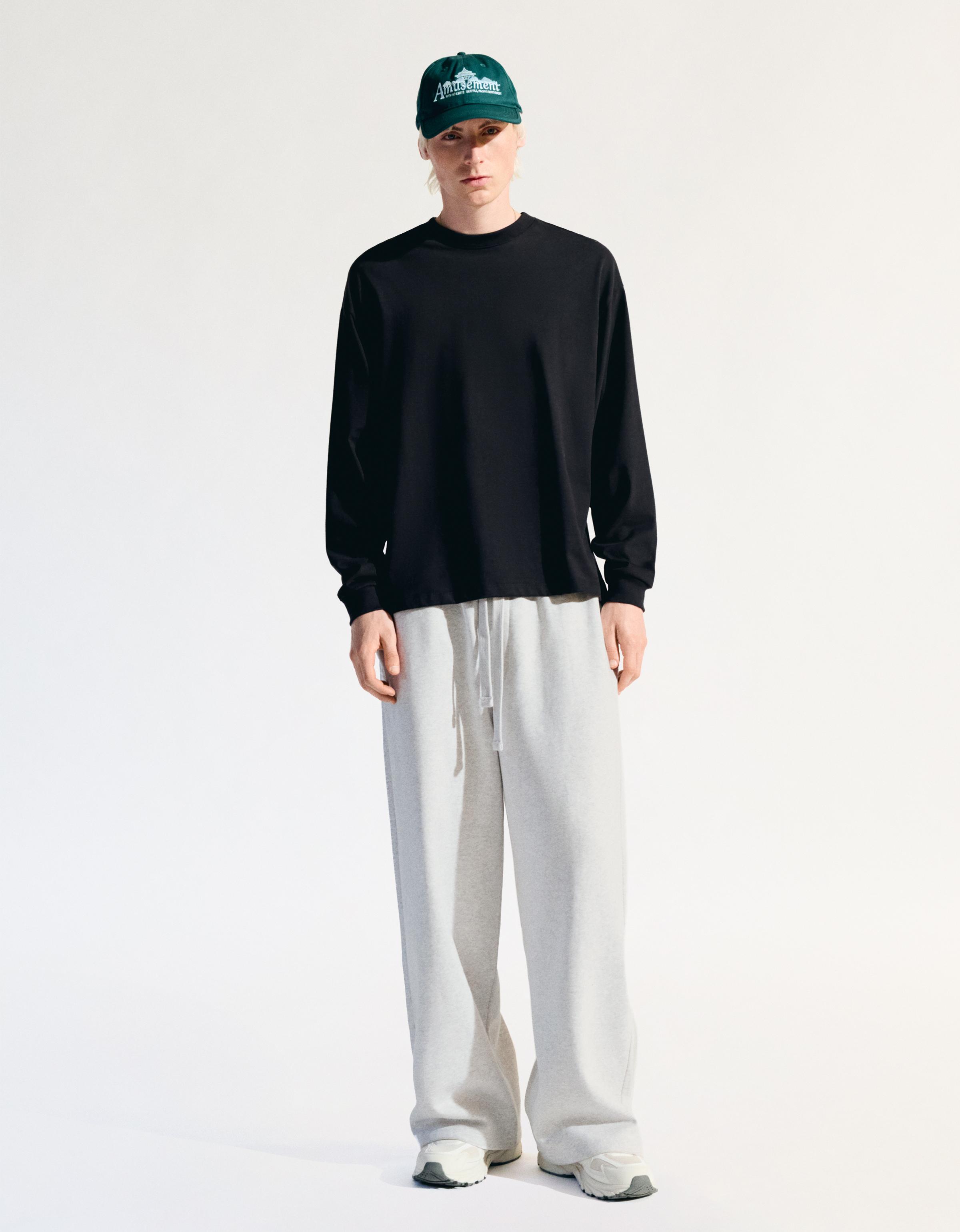 Bershka Super Baggy Hose Herren L Grau