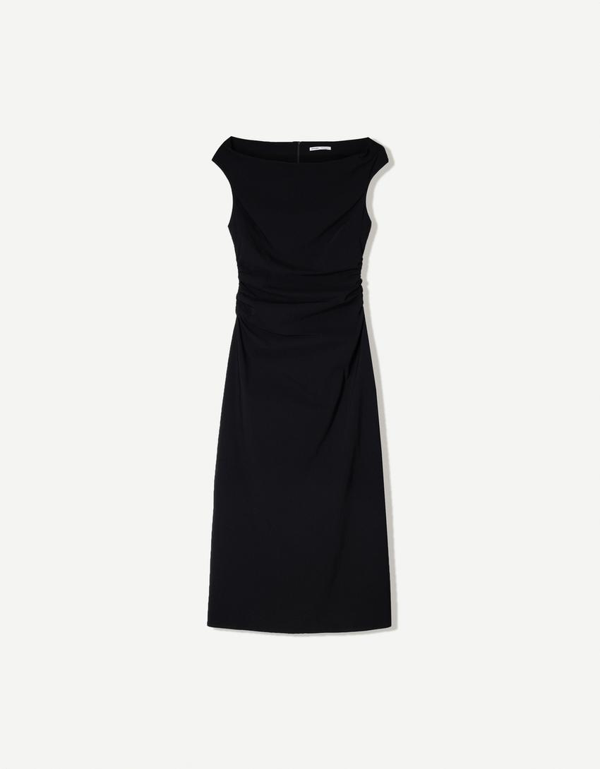 Stretch midi dress-Black