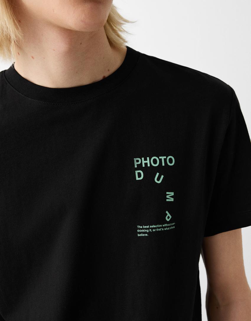 Short sleeve T-shirt with print-Black-6