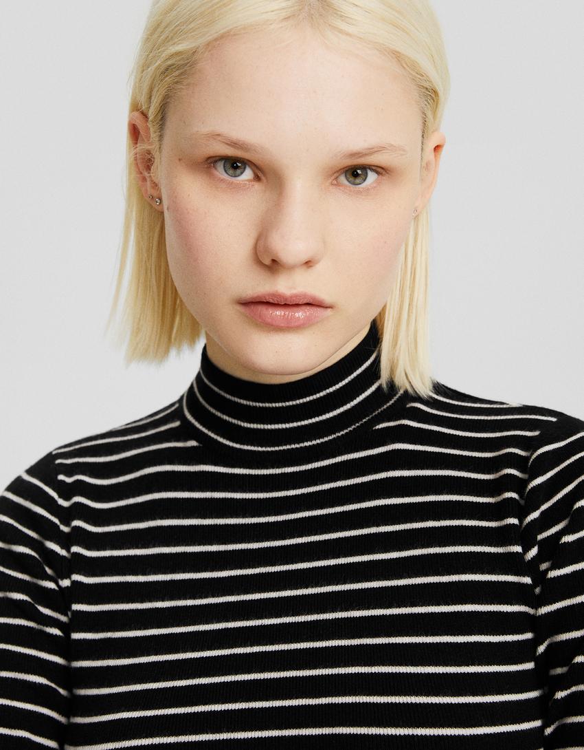 Camisola gola alta riscas-Preto-2