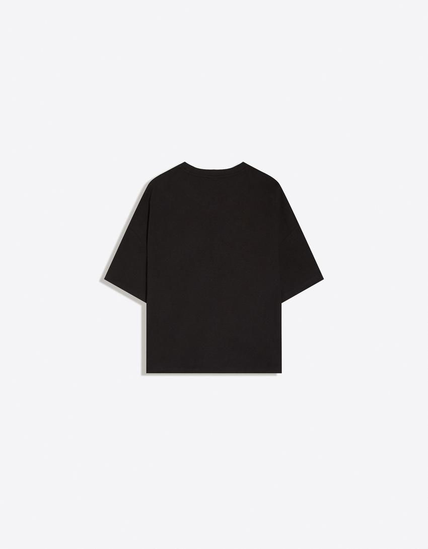 Boxy short sleeve T-shirt-Black